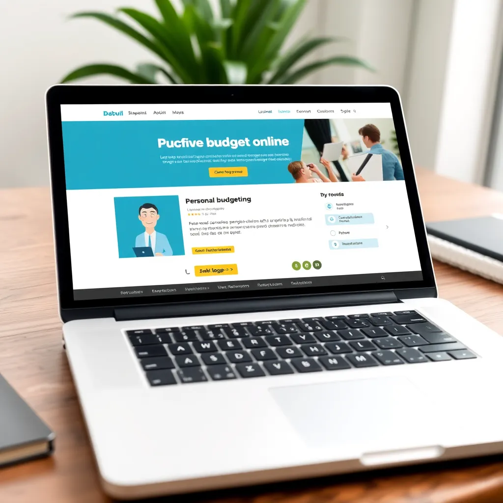 Een laptop met een online cursusmodule over budgettering in het Nederlands