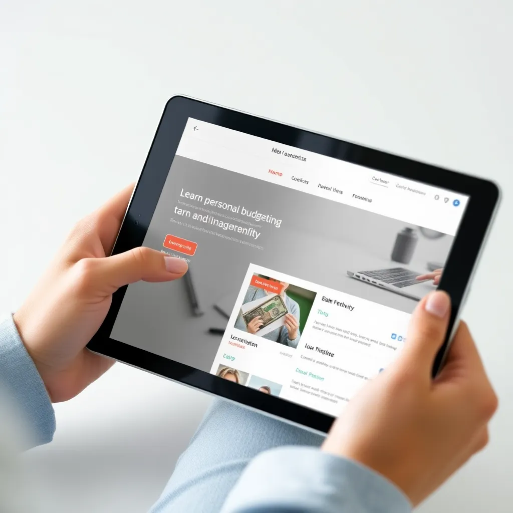Een persoon die verschillende cursusopties bekijkt op een tablet