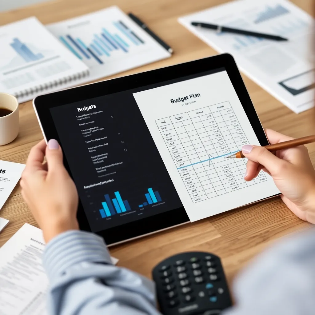 Iemand die een budgetplan maakt met Nederlandse financiële documenten